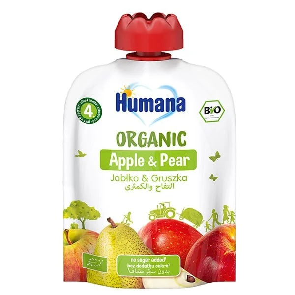 HUMANA ORGANIC APPLE & PEAR 90 GM