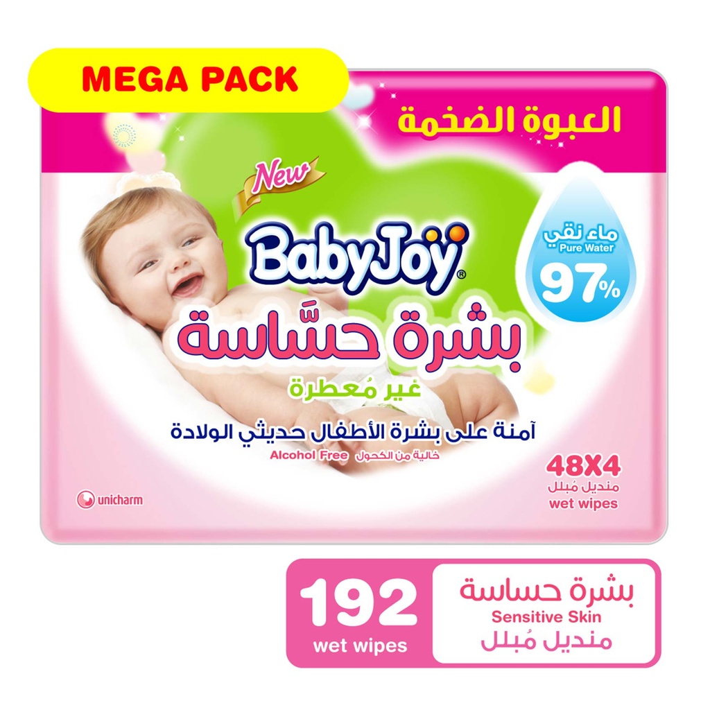 BABY JOY WIPES SENSITIVE SKIN MEGA 6 X 4 X 48 WIP 4407