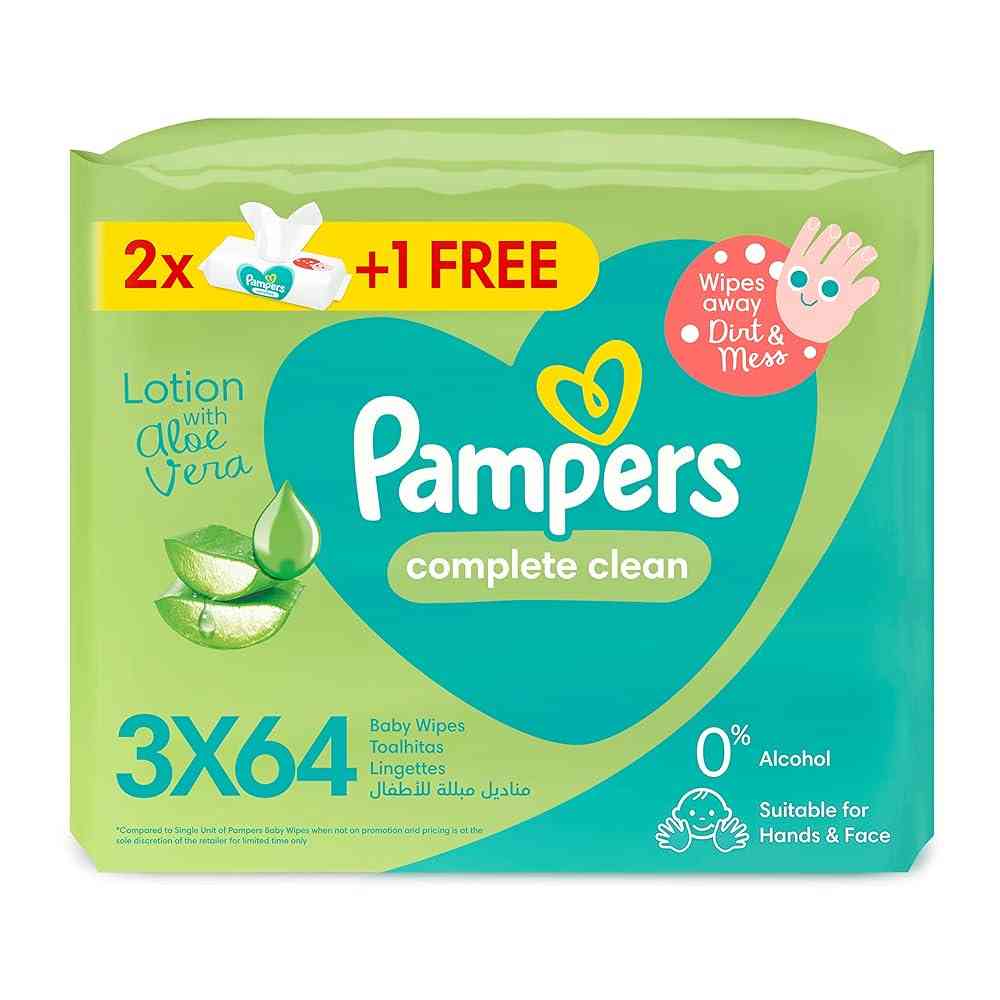 PAMPERS COMPLETE CLEAN WIPES 3 ( 2+1) 64 WIP 1 Pack