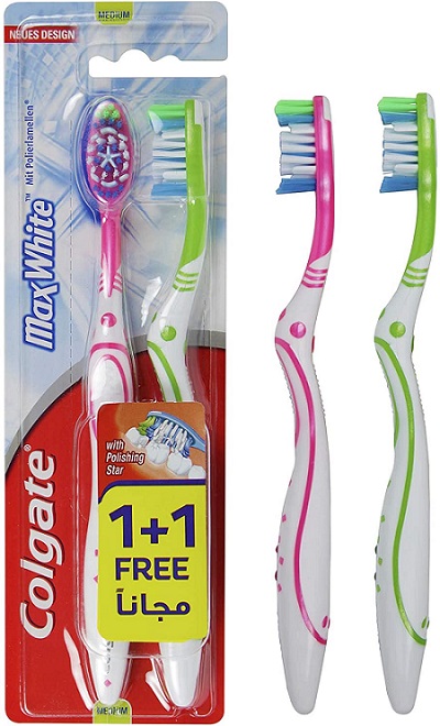 كولجيت فرشاه اسنان ماكس وايت 1+1 مجانا